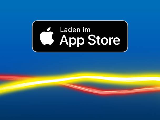 Apple App Store Anzeige und leuchtende Linien.