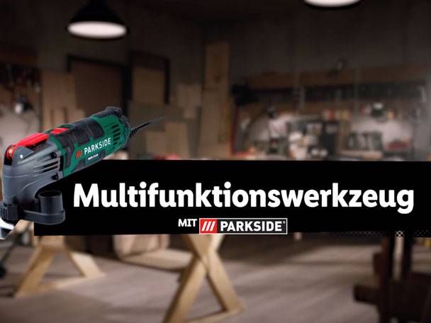 Parkside Multifunktionswerkzeug in der Werkstatt.