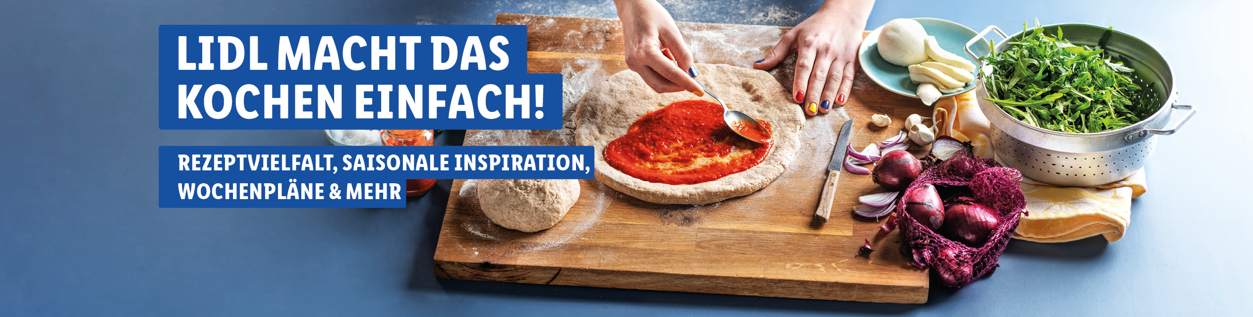 Pizza, frische Zutaten und Lidl Rezepte.