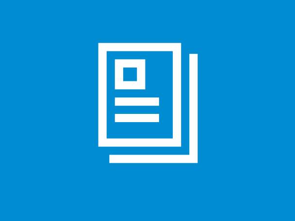 Weiße Symbole von übereinanderliegenden Dokumenten auf blauem Hintergrund.