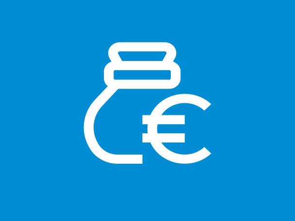 Ein weißes Eurosymbol in einem weißen Sparschwein auf blauem Hintergrund.