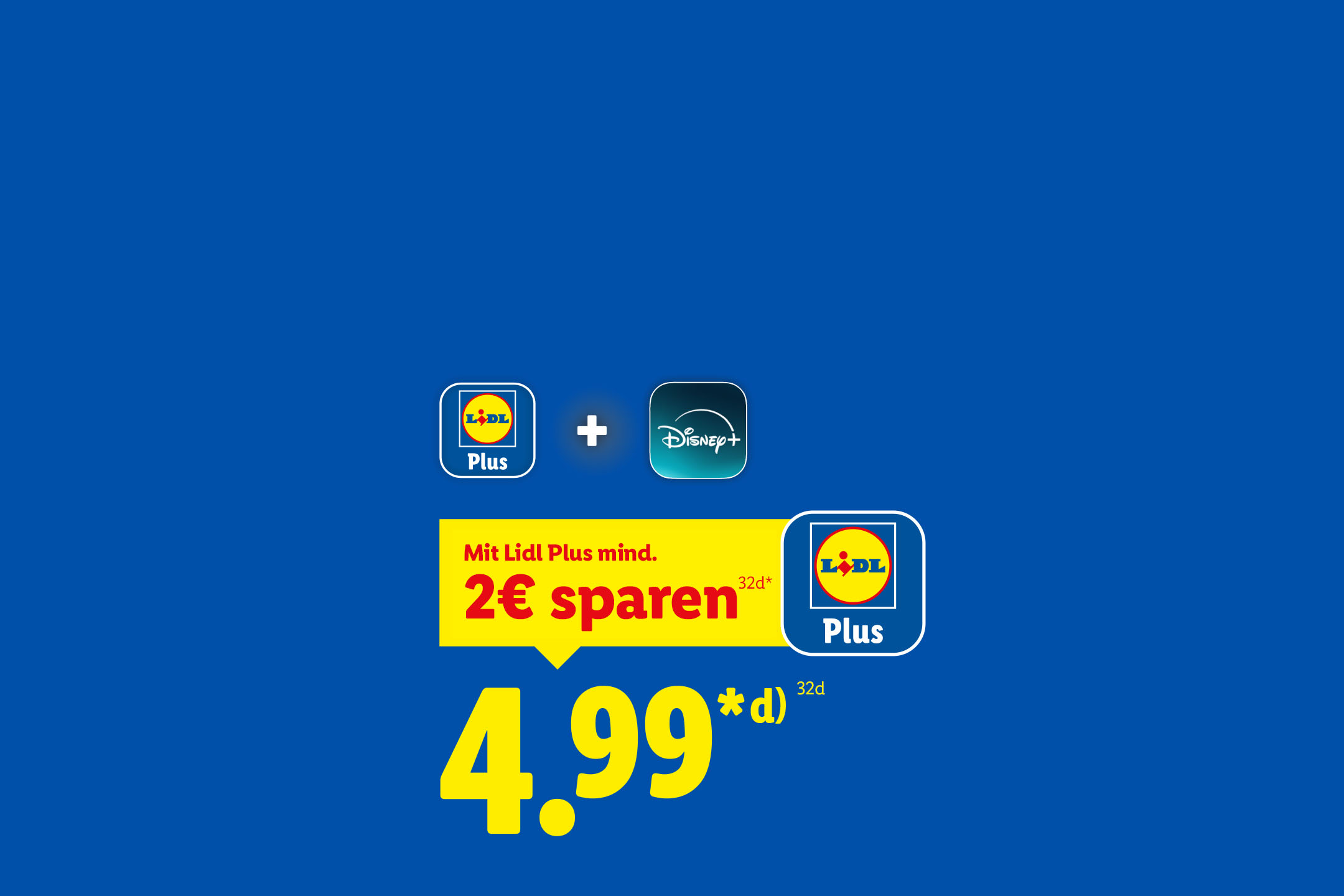 Lidl Plus und Disney+ Angebot: mindestens 2€ sparen (32d*), jetzt 4.99€ (32d), bewirbt High Potential.