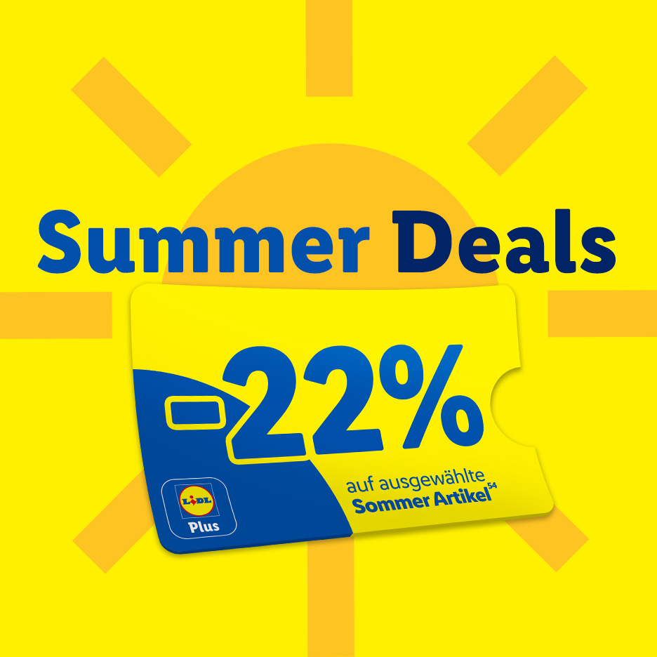 Summer Deals: Lidl Plus App Coupon, -22% auf ausgewählte Sommer Artikel (Hochzahl 54), jetzt aktivieren.
