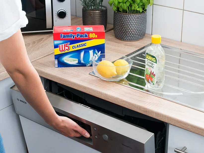 W5 Classic Tabs, Surinig Essig und Spülmaschine.