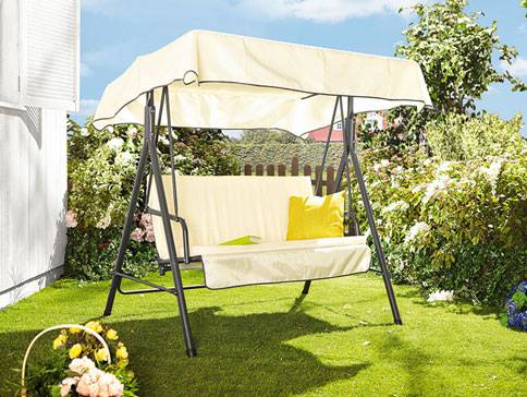 Zweisitzer-Hängematte mit Sonnendach, beige