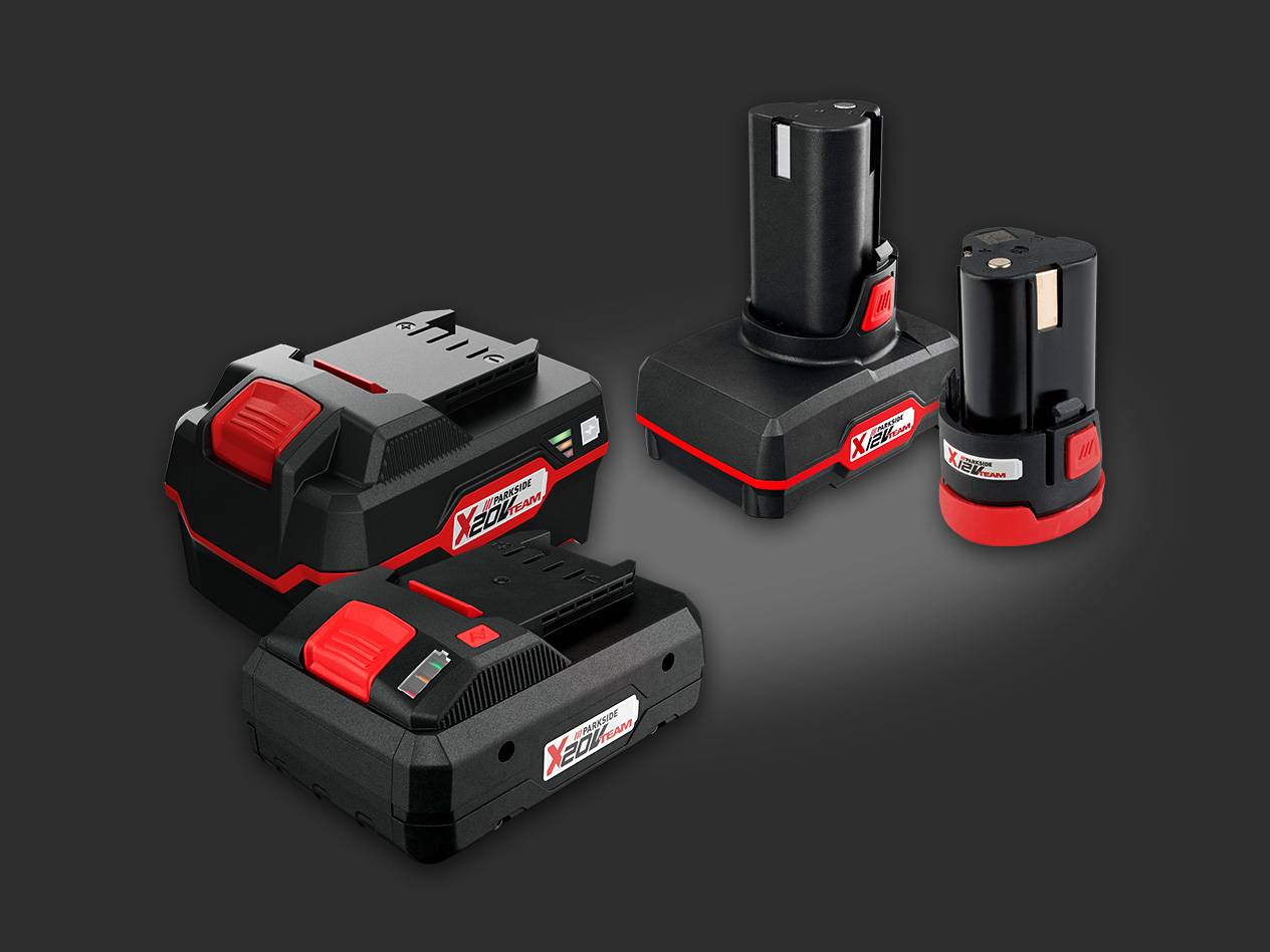 Parkside X20V Team Akkus und Ladegerät.