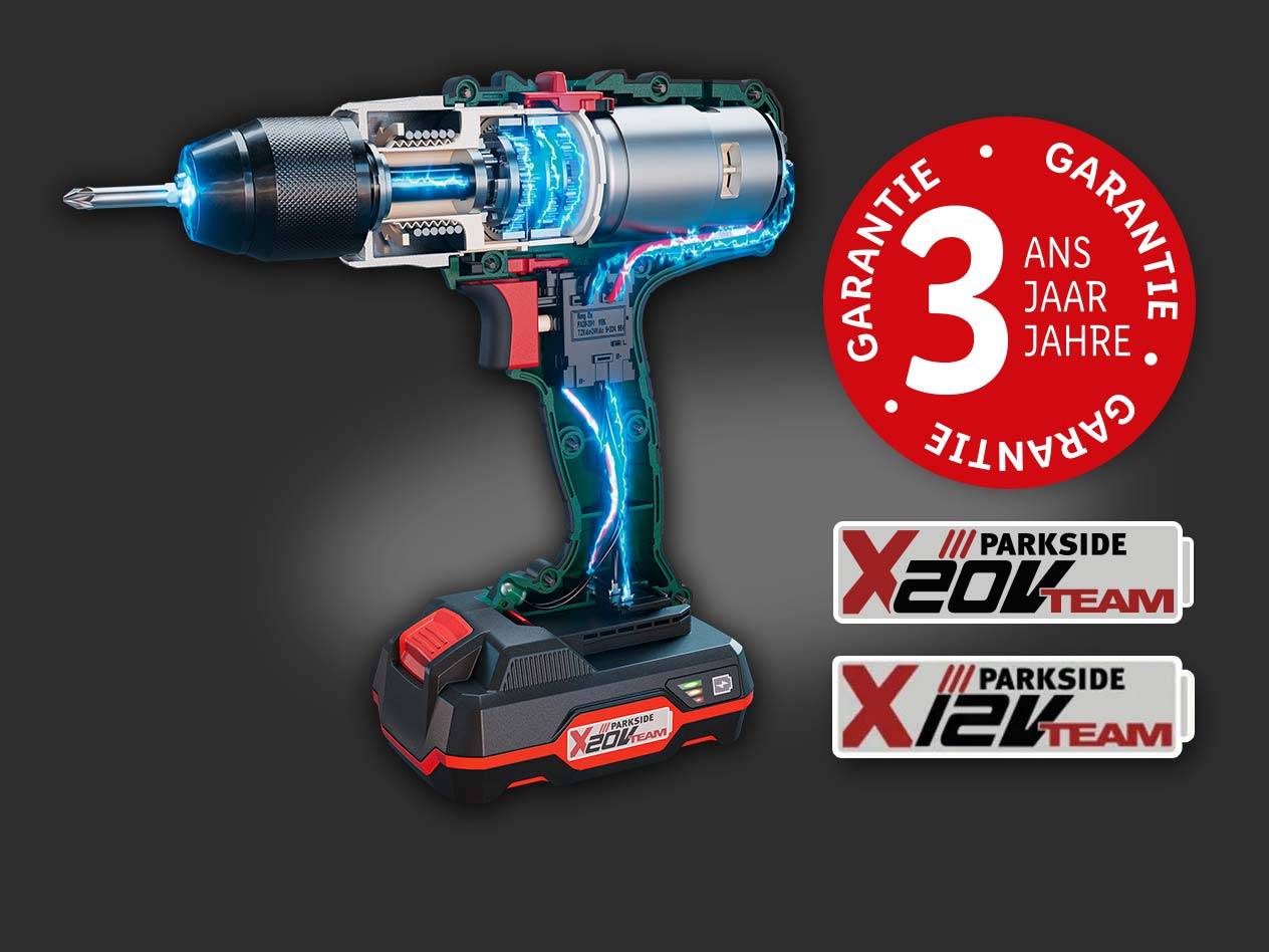 Parkside X20V und X12V Team Bohrmaschinen, 3 Jahre Garantie.