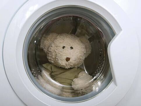 Plüschtier in der Waschmaschine.