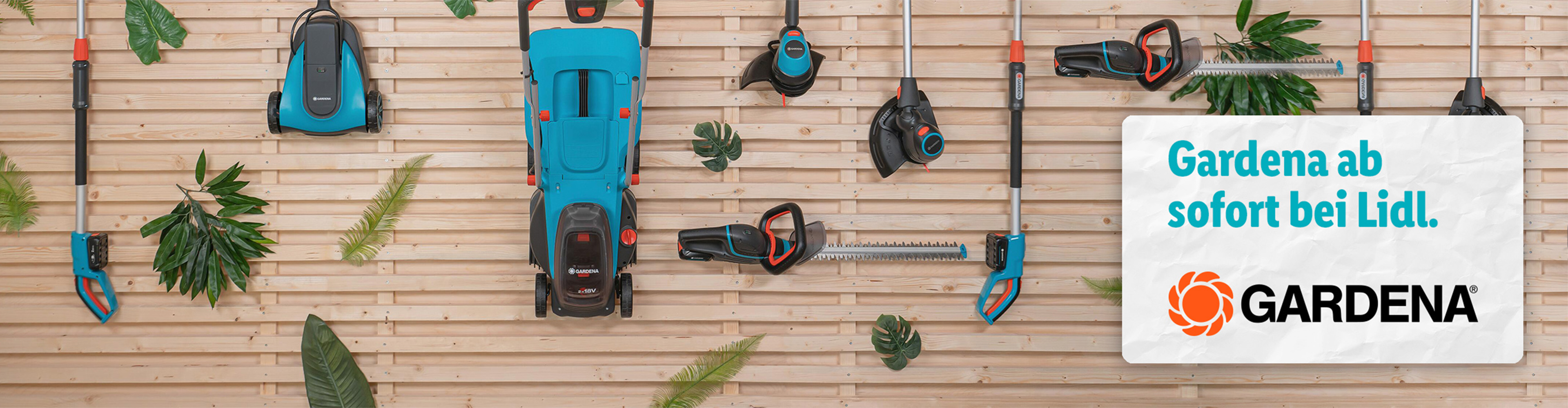 Gardena Rasenmäher und Heckenschere bei Lidl.