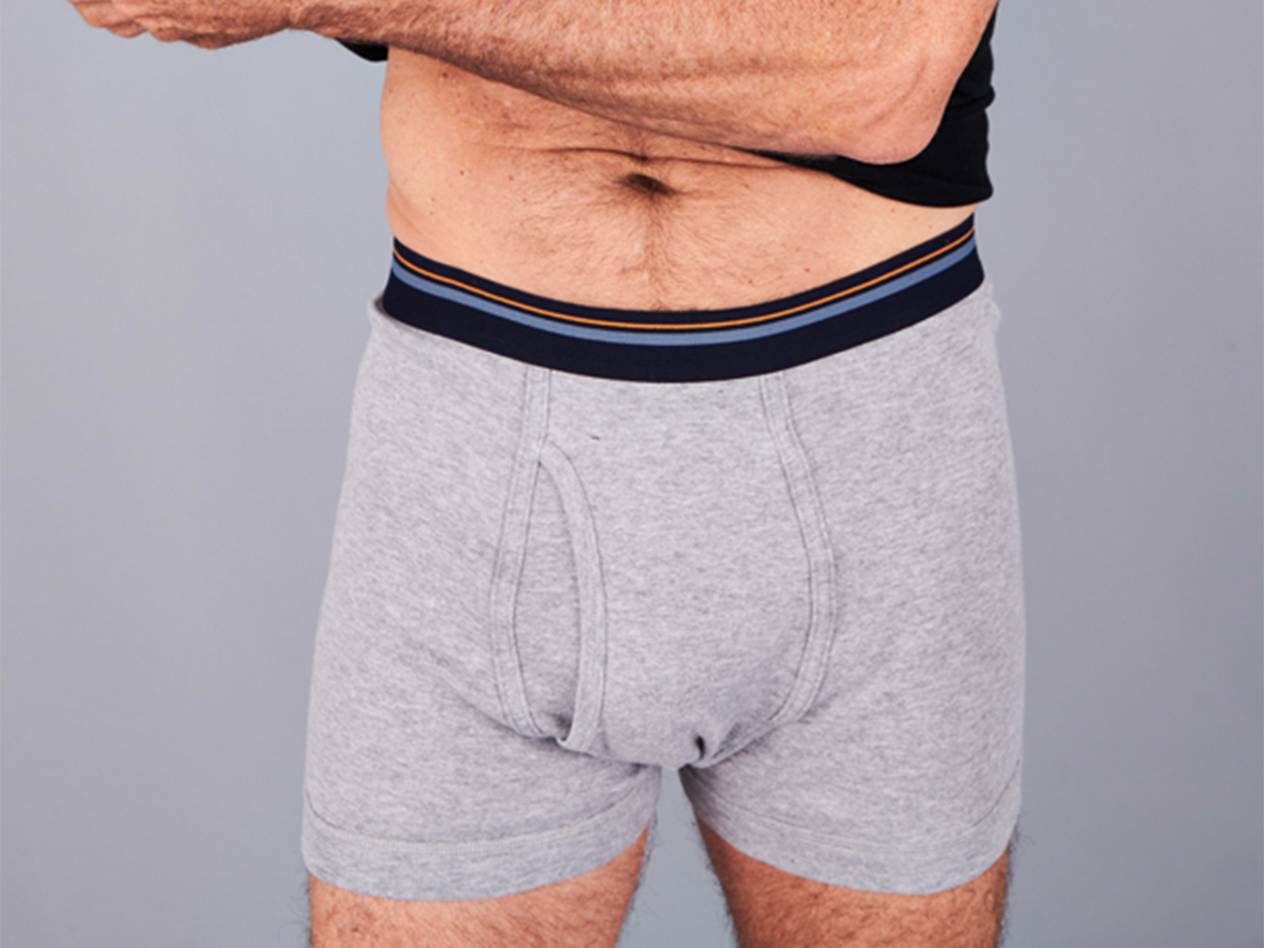 Graue Boxershorts, bequem.