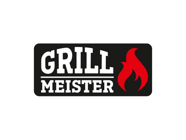 Grill Meister Logo: Grill und Flamme.