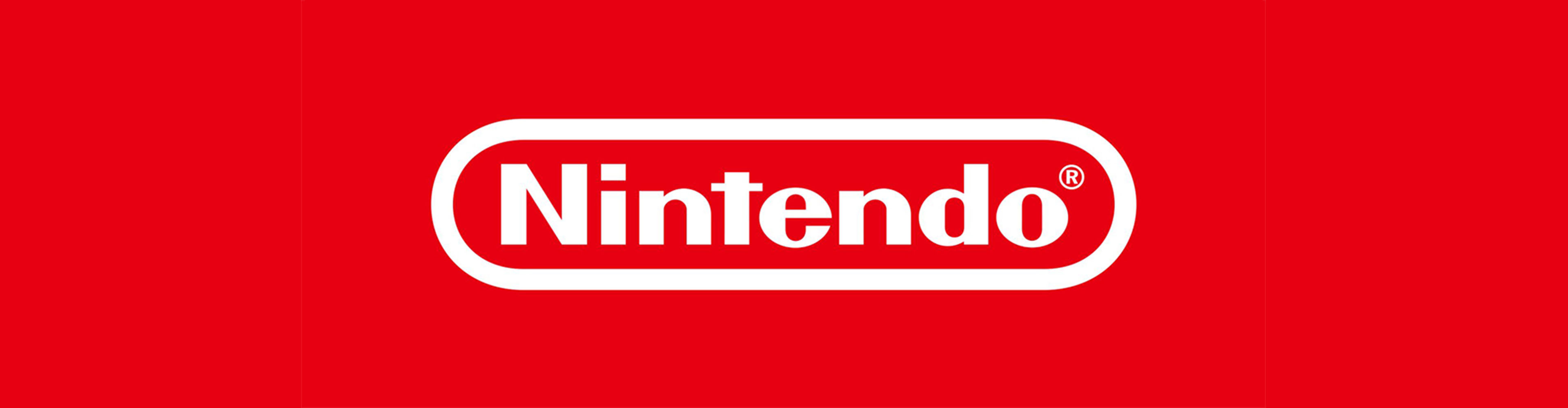 Nintendo-Logo auf rotem Hintergrund.