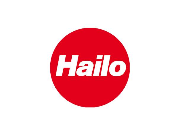 Hailo-Logo auf rotem Kreis.