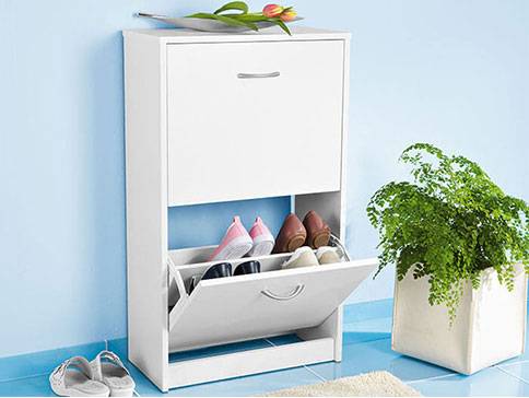 Weißer Schuhschrank mit zwei Fächern