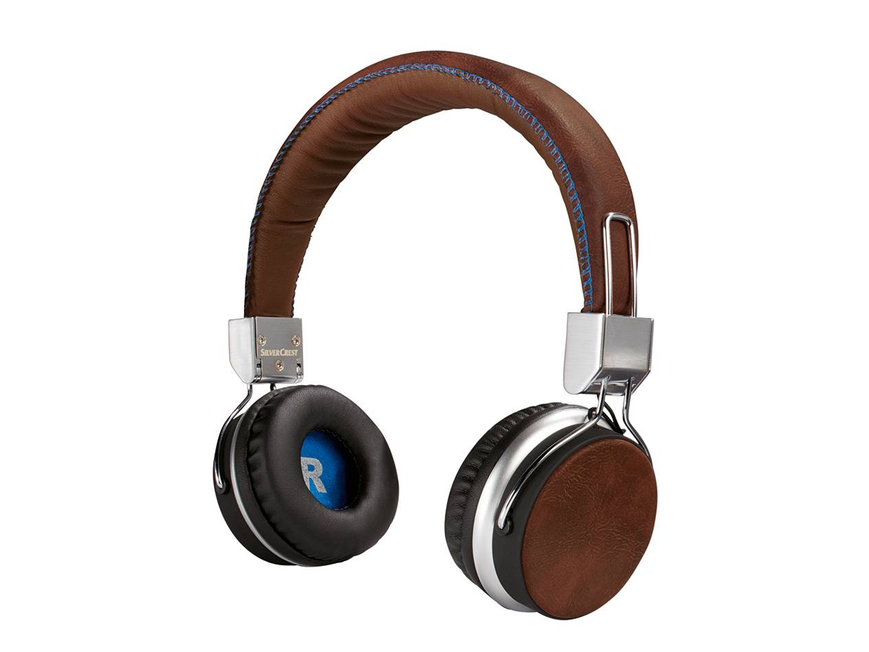 SilverCrest Kopfhörer, braunes Lederdesign.