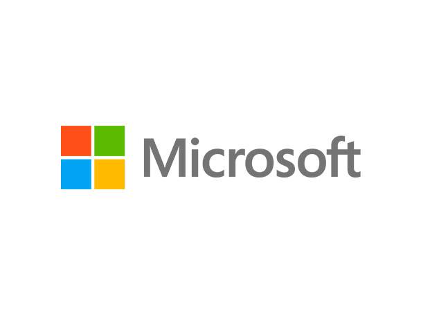 Microsoft-Logo mit farbigem Quadrat.