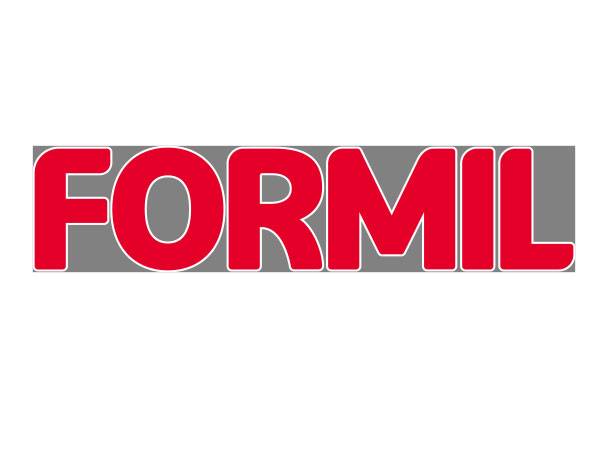 Formil Logo: rote und graue Farben.