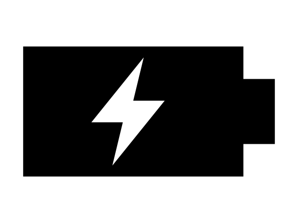 Batteriesymbol mit Blitz: Symbol für Laden.
