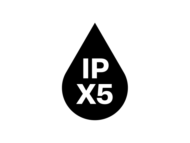 IPX5 Symbol: Spritzwassergeschützt.