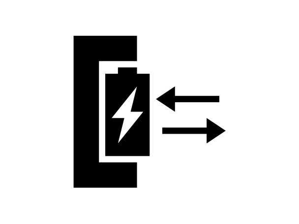 Symbol für bidirektionales Laden von Akkus.