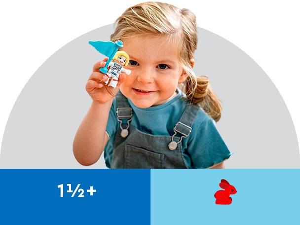 LEGO Spielzeug, Astronaut und roter Hase.