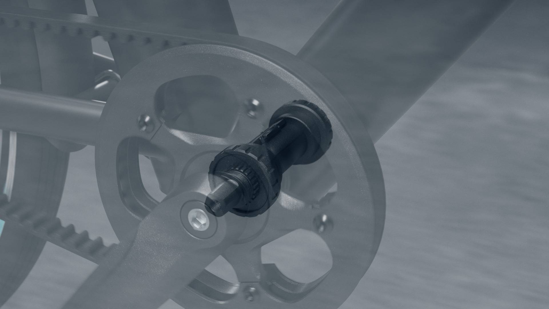 Fahrradkette und Kurbeldetails.