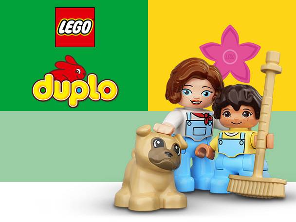 Lego Duplo Spielzeug, Kinder und Haustier.