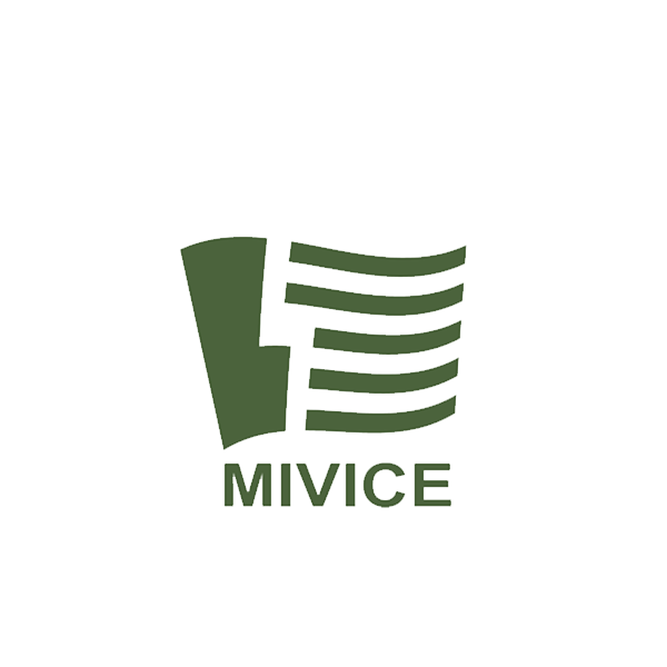 Mivice Logo: minimalistisches Design mit Wellenlinien.