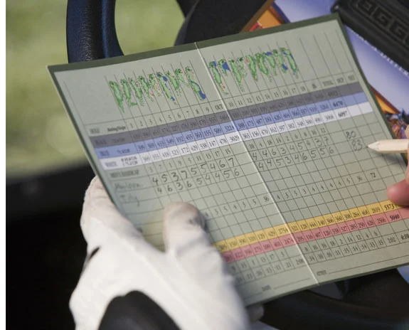 Golf-Scorecard: Punkte und Statistiken eingetragen.