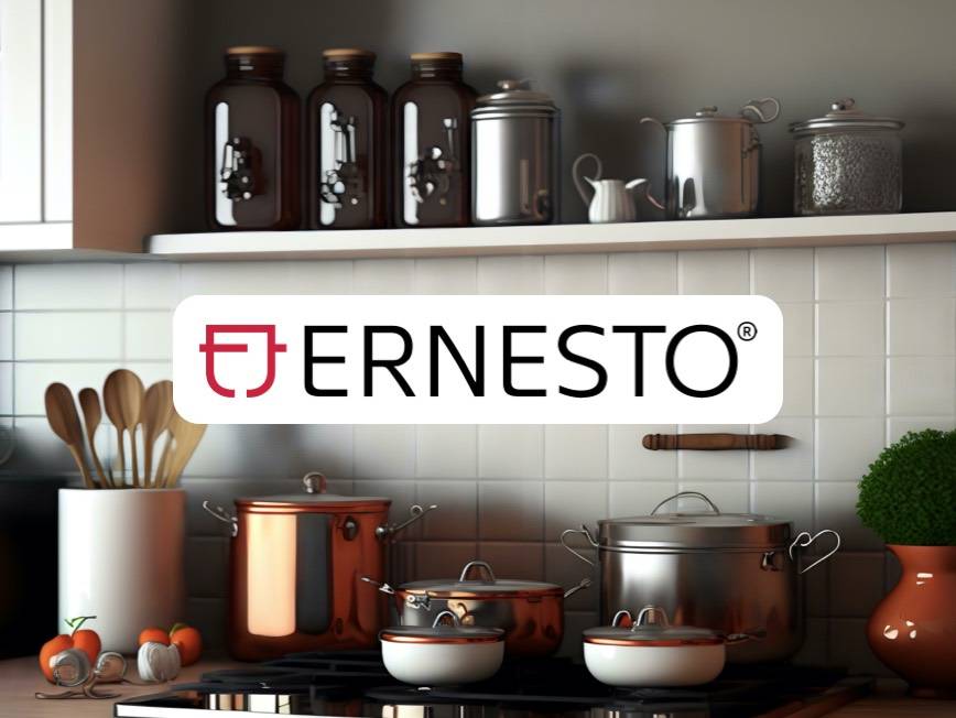 Ernesto Kupfer- und Edelstahl-Töpfe, Küchenzubehör.