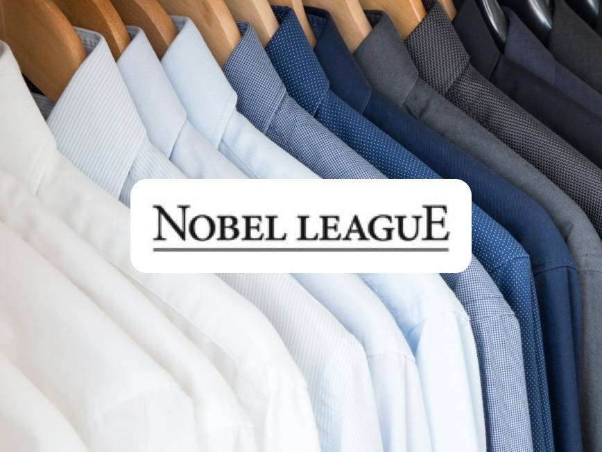 Nobel League Hemden: weiß und blau, formeller Stil.