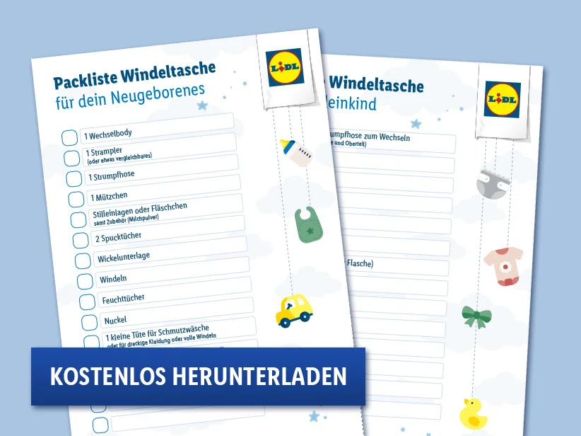 LIDL: Packliste und Ausstattung für Babys.