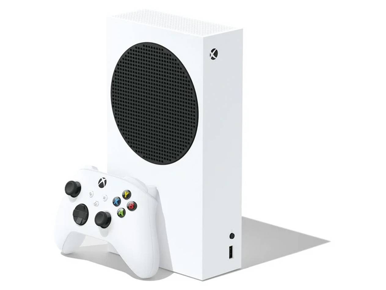 Weiße Xbox Series S Konsole mit Controller.