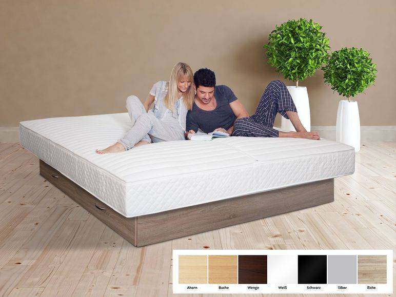 Doppelbett, Matratze und Lattenrost, verschiedene Farben.